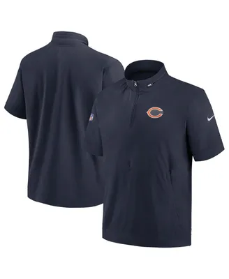 Men's Nike Navy Chicago Bears Sideline Coach Short Sleeve Hoodie Quarter-Zip Jacket