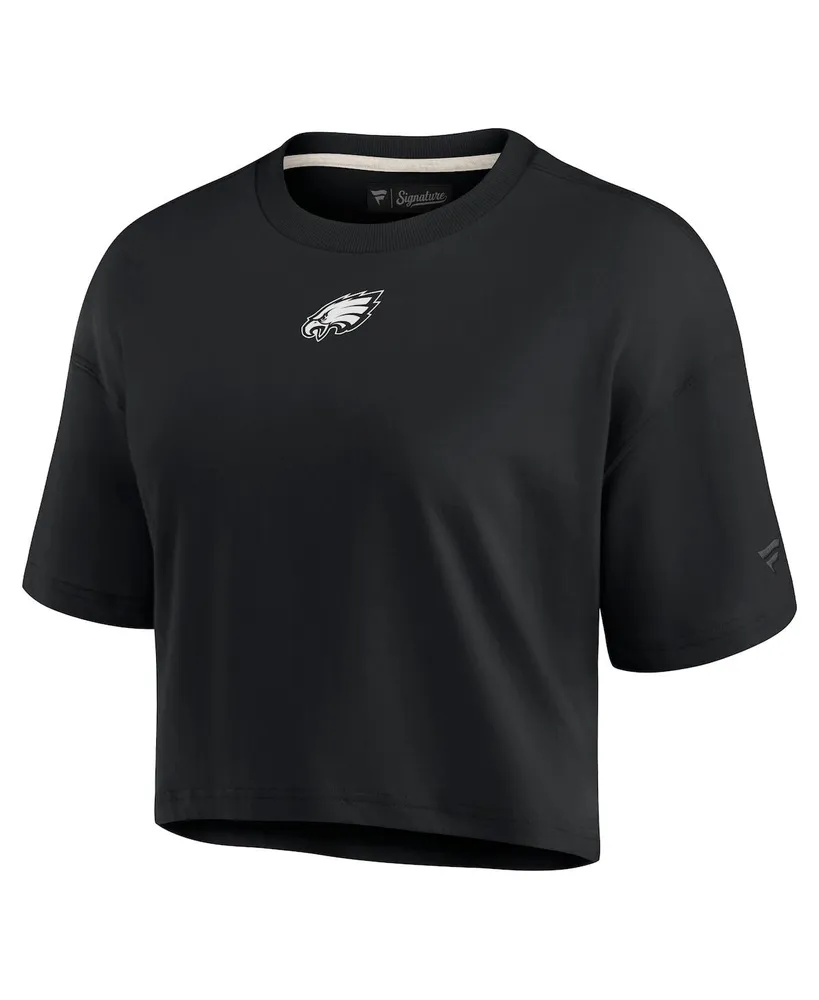 Women's Fanatics Signature Black Philadelphia Eagles Super Soft Boxy Short Sleeve Cropped T-shirt
