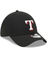 Men's New Era Black Texas Rangers Logo 39THIRTY Flex Hat