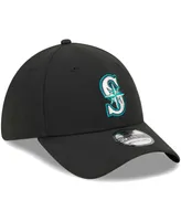 Men's New Era Black Seattle Mariners Logo 39THIRTY Flex Hat