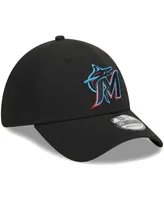 Men's New Era Black Miami Marlins Logo 39THIRTY Flex Hat