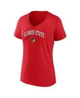 Women's Fanatics Red Illinois State Redbirds Evergreen Campus V-Neck T-shirt