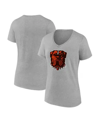 Women's Fanatics Heather Charcoal Cleveland Browns Dawg Logo V-Neck T-shirt