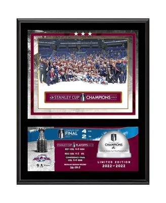 Colorado Avalanche 2022 Stanley Cup Champions 12'' x 15'' Sublimated Plaque with Game-Used Ice from the 2022 Stanley Cup Final