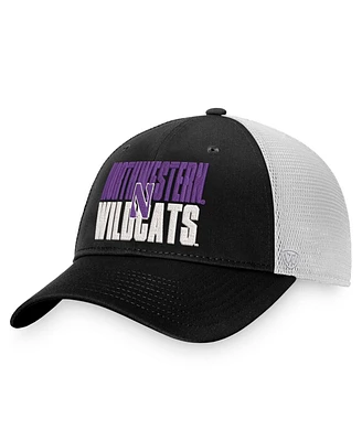 Men's Top of the World Black, White Northwestern Wildcats Stockpile Trucker Snapback Hat