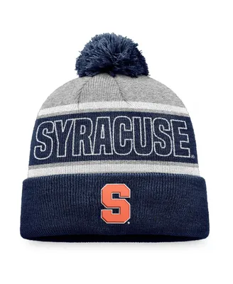 Men's Top of the World Navy, Heather Gray Syracuse Orange Cuffed Knit Hat with Pom