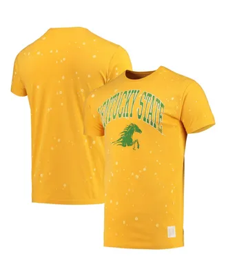 Men's Original Retro Brand Gold Kentucky State Thorobreds Bleach Splatter T-shirt