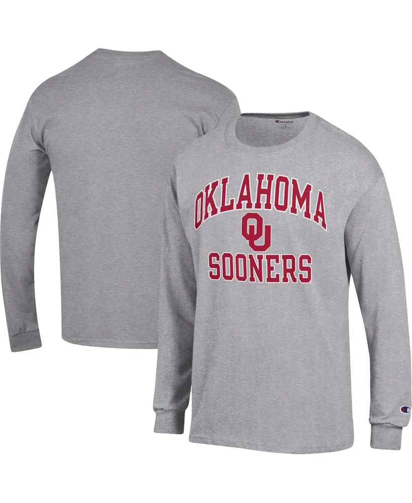 Men's Champion Heather Gray Oklahoma Sooners High Motor Long Sleeve T-shirt