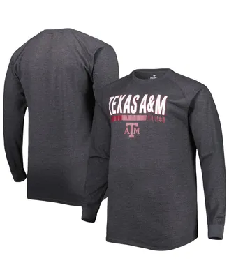 Men's Heather Gray Texas A&M Aggies Big and Tall Two-Hit Raglan Long Sleeve T-shirt