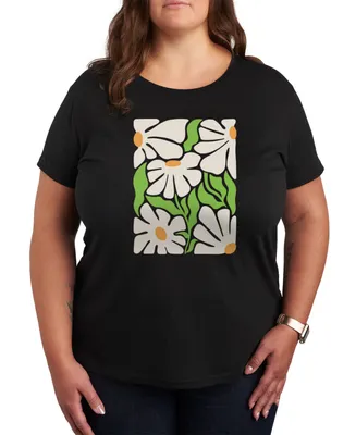 Hybrid Apparel Trendy Plus Daisy Flower Graphic T-shirt