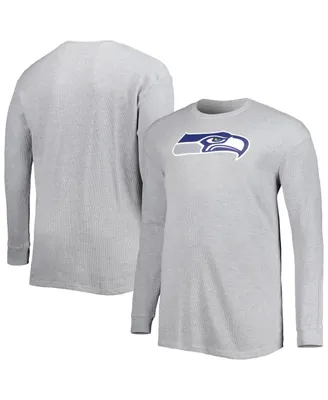 Men's Heather Gray Seattle Seahawks Big and Tall Waffle-Knit Thermal Long Sleeve T-shirt