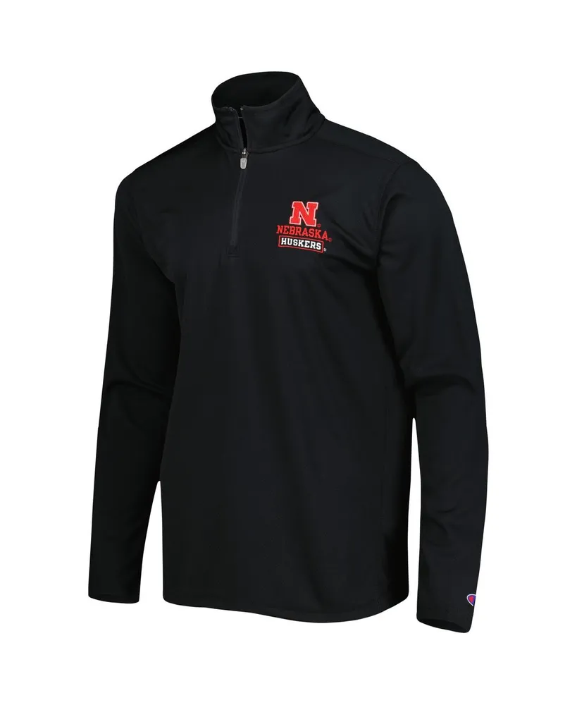 Men's Champion Black Nebraska Huskers Textured Quarter-Zip Jacket