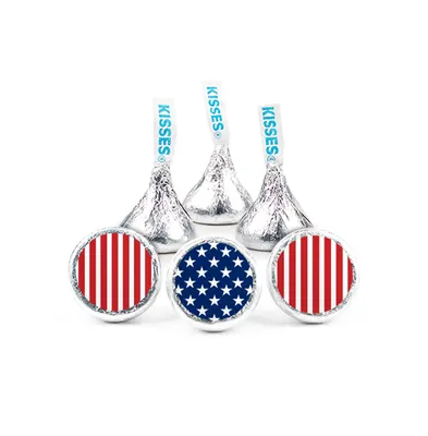 100 Pcs Patriotic Candy Hershey's Kisses Red White and Blue Flag Chocolate - Assorted pre