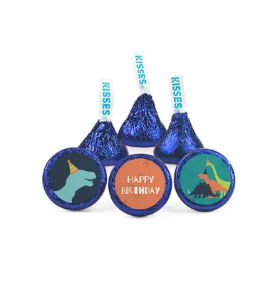 100ct Dinosaur Birthday Candy Party Favors Hershey's Kisses Milk Chocolate (100 Candies + 1 Sheet Stickers) Candy Included - Assembly Required