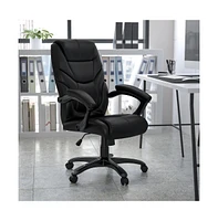 Emma+Oliver High Back Leathersoft Executive Swivel Ergonomic Office Chair With Arms