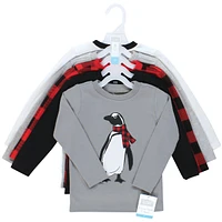 Hudson Baby Baby Boys Long Sleeve T-Shirts, Winter Penguin Moose