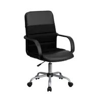 Emma+Oliver Mid-Back Leather And Mesh Swivel Task Office Chair With Arms