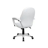 Emma+Oliver Mid-Back Leather Tapered Back Executive Swivel Office Chair With Base And Arms