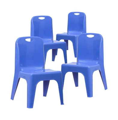 Emma+Oliver 4 Pack Plastic Stack School Chair With Carrying Handle And 11" Seat Height