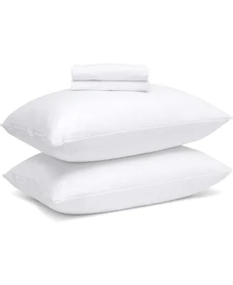 Micropuff Hypoallergenic Microfiber Pillow Protector with Zipper– White (2 Pack