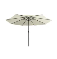 vidaXL Outdoor Parasol with Metal Pole 153.5" Sand White