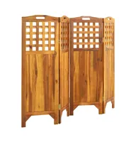 vidaXL 4-Panel Room Divider 63.4"x0.8"x47.2" Solid Acacia Wood
