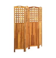 vidaXL 4-Panel Room Divider 63.4"x0.8"x66.9" Solid Acacia Wood