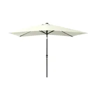 vidaXL Parasol with LEDs and Steel Pole Sand 6.6'x9.8'