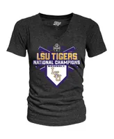 Women's Blue 84 Black Lsu Tigers 2023 Ncaa Men's Baseball College World Series Champions Schedule V-Neck Tri-Blend T-shirt