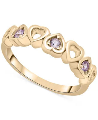 Lab-Grown Purple Sapphire Heart Band (1/5 ct. t.w.) in 14k Gold-Plated Sterling Silver