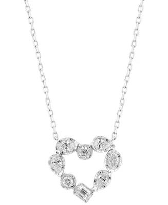 Effy Diamond Multi-Cut Heart 18" Pendant Necklace (1/2 ct. t.w.) in 14k White Gold