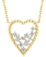 Effy Diamond Scattered Cluster Heart 18" Pendant Necklace (1/4 ct. t.w.) in 14k Gold