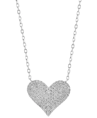 Effy Diamond Pave Heart 18" Pendant Necklace (3/8 ct. t.w.) in 14k White Gold