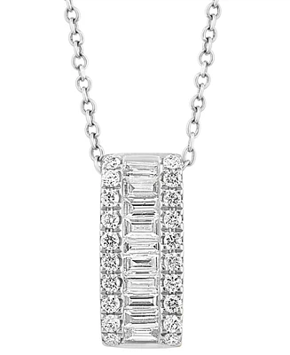Effy Diamond Baguette & Round Vertical Bar 18" Pendant Necklace (1/2 ct. t.w.) 14k Gold (Also available White Gold)