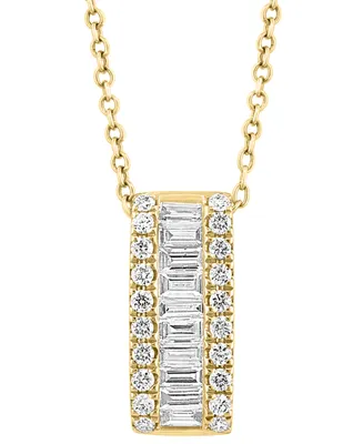 Effy Diamond Baguette & Round Vertical Bar 18" Pendant Necklace (1/2 ct. t.w.) 14k Gold (Also available White Gold)