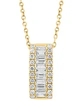 Effy Diamond Baguette & Round Vertical Bar 18" Pendant Necklace (1/2 ct. t.w.) 14k Gold (Also available White Gold)