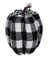 7" Black and White Buffalo Plaid Fall Harvest Tabletop Pumpkin