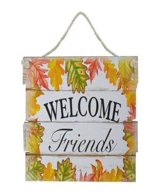 16" Autumn Leaves Welcome Friends Wooden Hanging Wall Sign