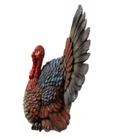 11" Brown Red and Blue Fall Harvest Turkey Tabletop Figurine