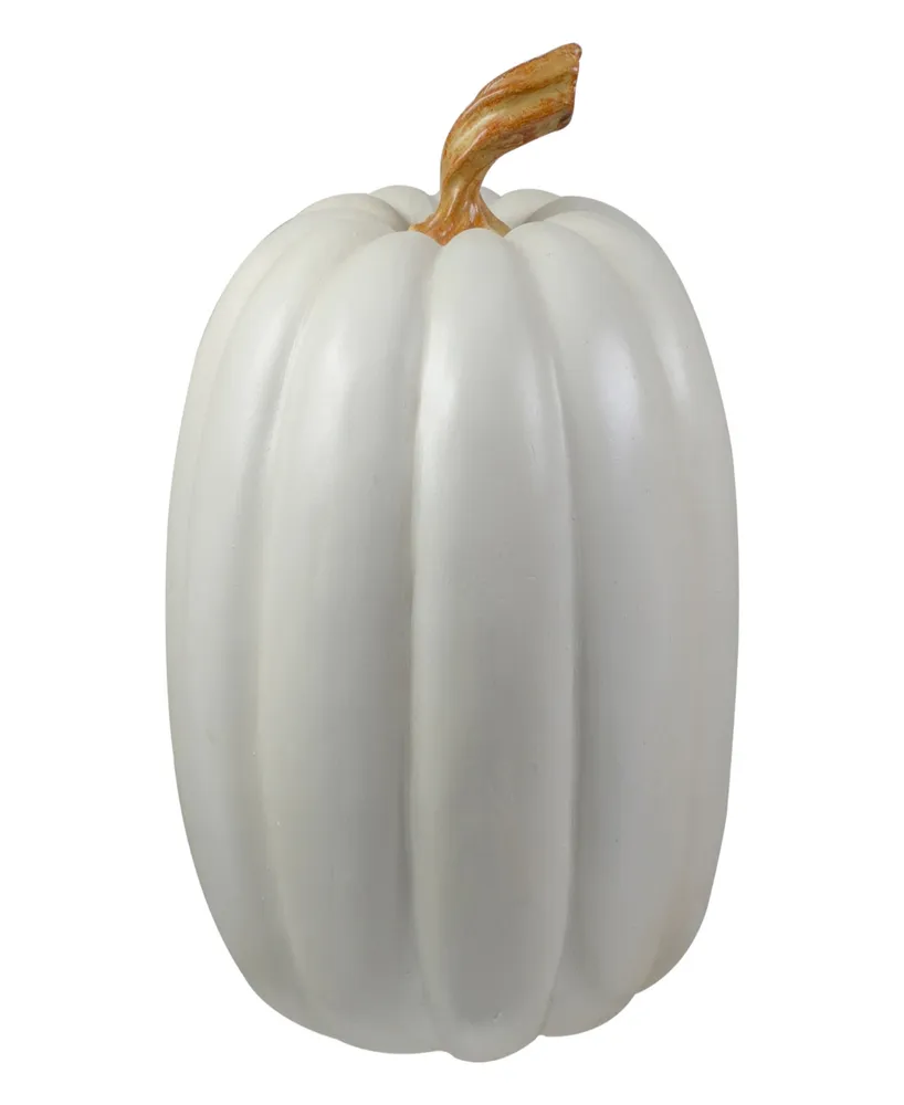 8" White Pumpkin Autumn Harvest Tabletop Decoration