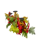 28" Yellow Sunflower and Red Leaves Fall Harvest Candle Holder