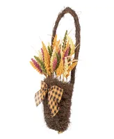 22" Autumn Harvest Hanging Basket with Artificial Fall Foliage