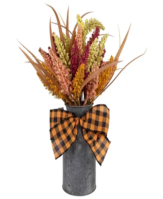 18" Autumn Harvest Foliage in Canister Floral Decoration