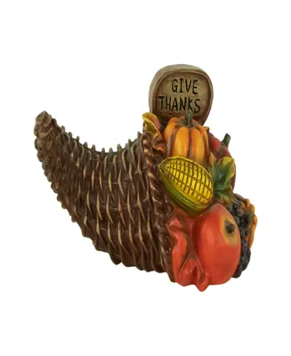 8.5" Fall Harvest Give Thanks Cornucopia Decoration