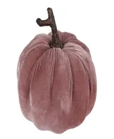 6.25" Pink Velour Pumpkin Fall Harvest Decoration