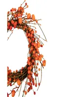 Red and Orange Berries with Mini Pumpkins Fall Harvest Wreath 20" Unlit