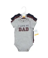 Hudson Baby Boys Cotton Bodysuits, Love Dad, 3-Pack