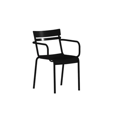 Emma+Oliver Rennes Powder Coated Steel Stacking Dining Chair With Arms And 2 Slat Back For Indoor-Outdoor Use