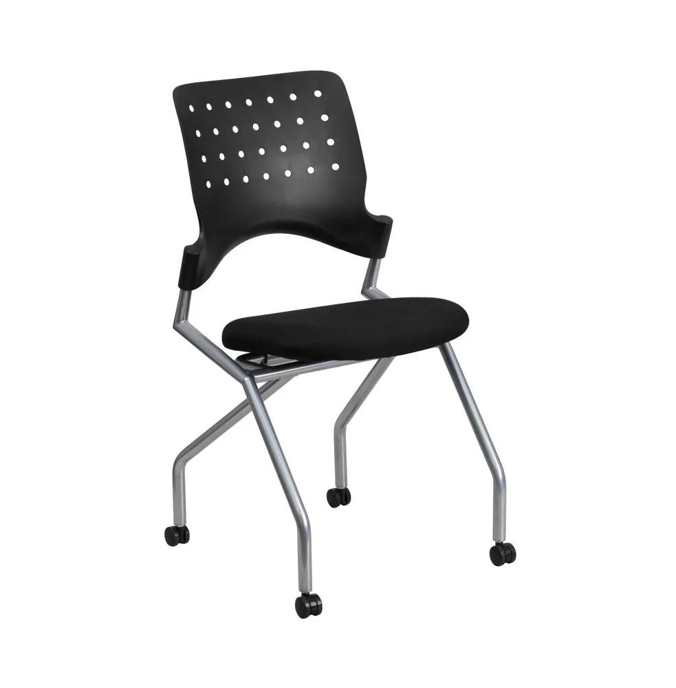 Emma + Oliver Mobile Ergonomic Kneeling Posture Task Office Chair in Black Fabric