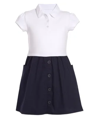 Nautica Little Girls Uniform 2 Tone Interlock Dress